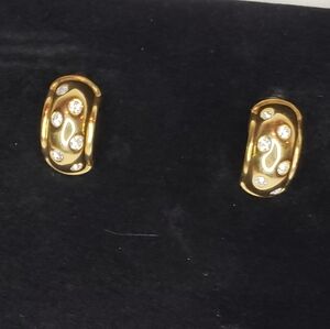 Nolan Miller Earrings Gold Diamond Half Hoop